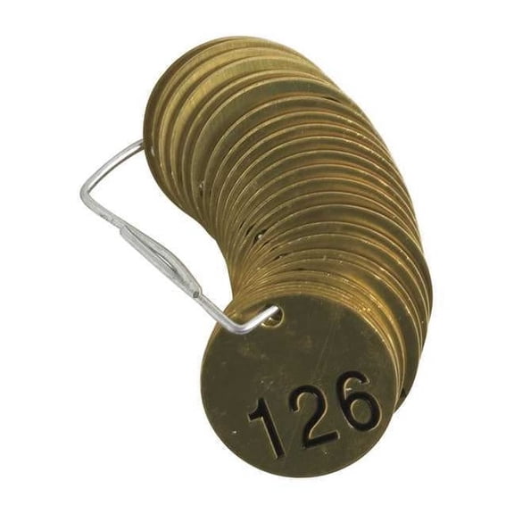 Brady Numbered Tag Set,Brass,1 1/2in W,PK25 23205