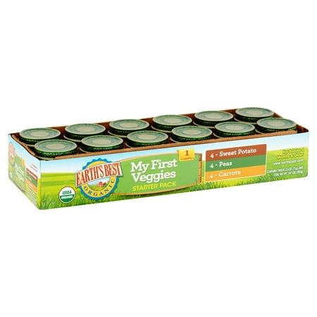 Earth's Best Organic My First Veggies Starter Pack Organic Baby Food, 2.5 oz, 12 count