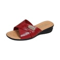 thumbnail image 2 of HTHLVMD Chaussures d'Été à Plateforme Confortables, Pantoufles en Cuir pour Femmes à Bout Ouvert Style Bouche de Poisson Sandale Compensée Confortable Largeur Grand Pantoufle de Maison Été Slip à Enfiler Sandales de Plage, Bordeaux 9, 2 of 8
