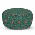 thumbnail image 1 of Brown and Blue Pouf Cover with Zipper, Abstract Flyaway Leaves with Curly Details Retro, Soft Decorative Fabric Unstuffed Case, 30" W X 17.3" L, Turquoise Umber, by Ambesonne, 1 of 5