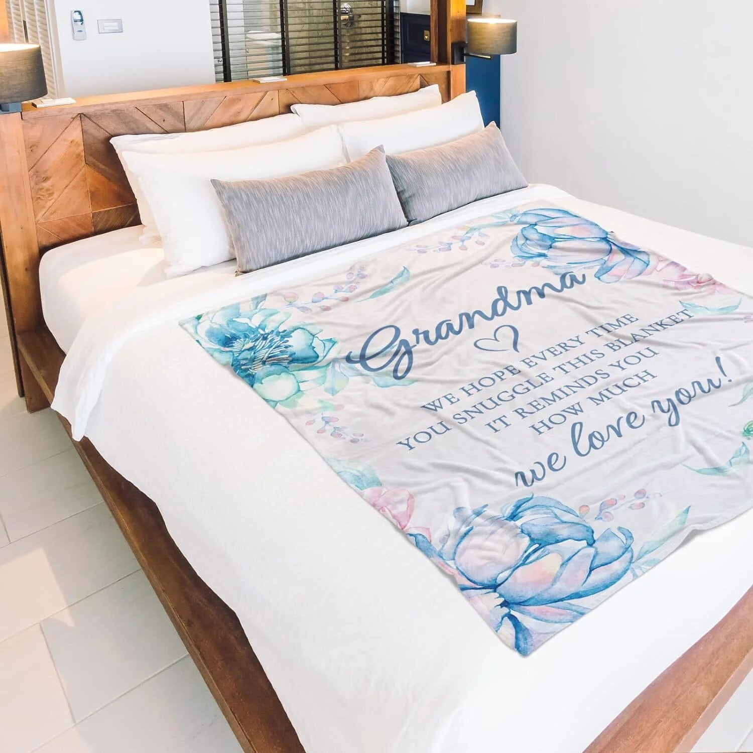 NICKSUN Blanket Gifts for Grandma, Grandma Birthday Gifts, Mother's Day Gifts for Grandma from Grandkids, We Love You Cozy Throw Blankets Present 50" x 60"