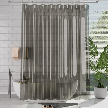 79"x72" Transparent Black Shower Curtain Liner, Lightweight Plastic PEVA Waterproof Shower Liner for Bathroom