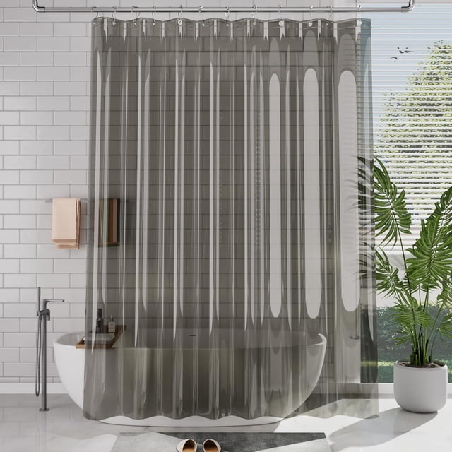 XmhyTop-A Cortina de ducha transparente de 180 x 200 cm, impermeable, color gris.