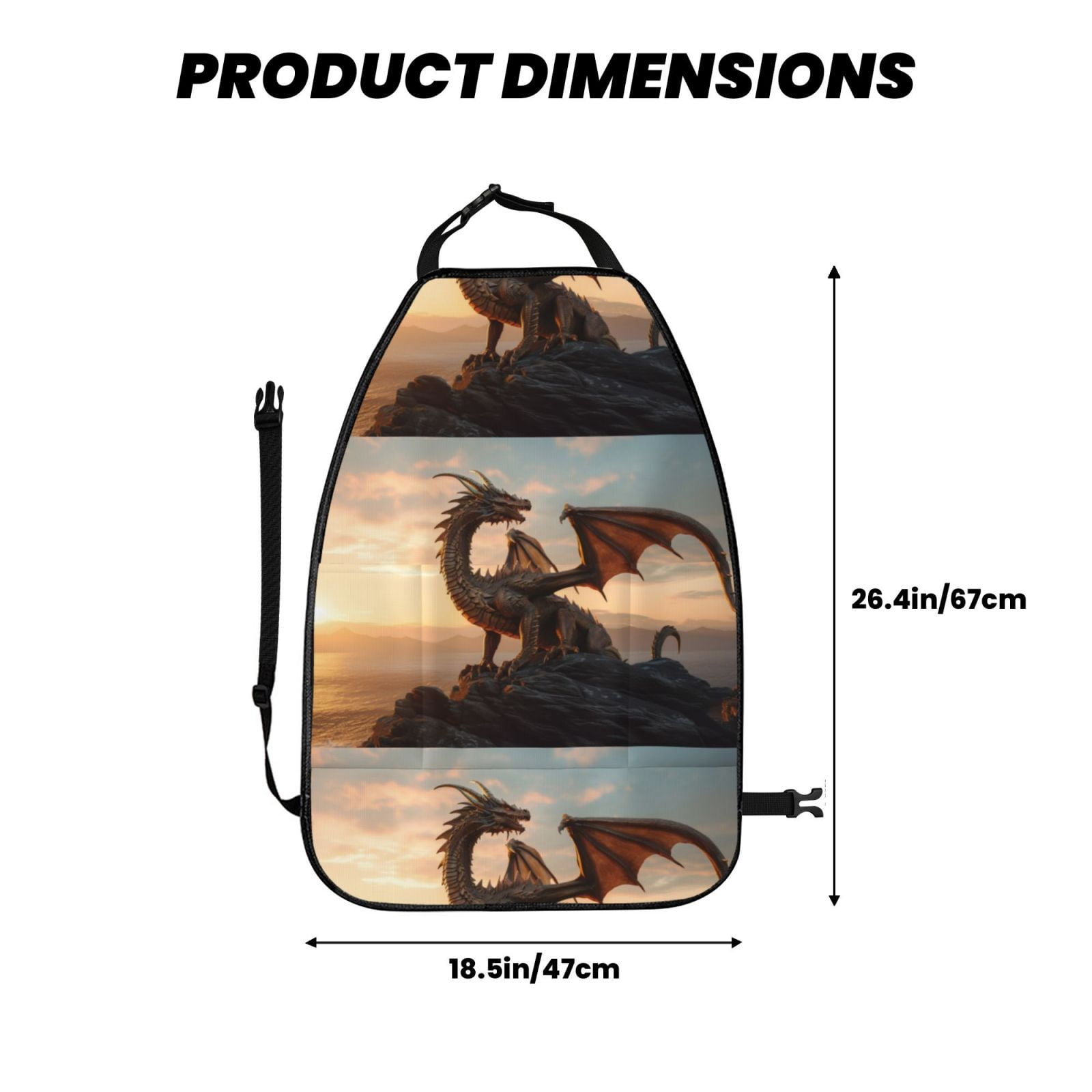 Xecao Sky Sunset Bronze Dragon Pattern Car Seat Back Protector 2 Pack Large Capacity Pocket, Kick Mats Back Seat Protector