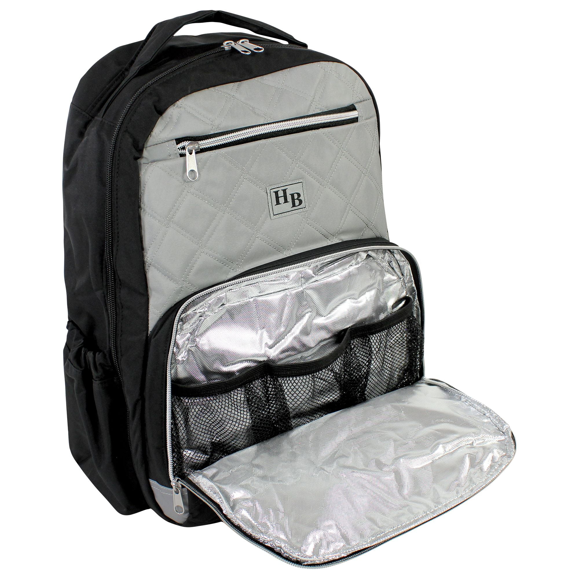 Hudson Baby Premium Diaper Bag Backpack and Changing Pad, Black Gray, One Size