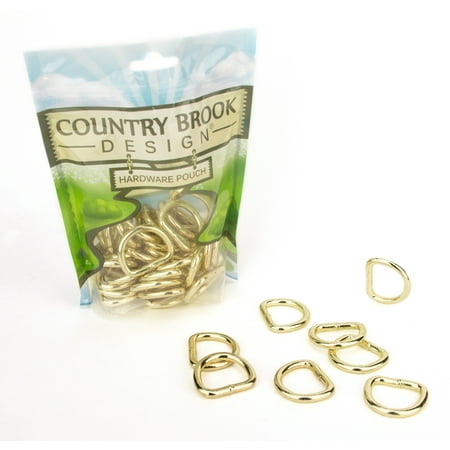 

10-Country Brook Design® 1 inch Brass Plated Welded D-Rings