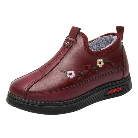 

crtigd Womens Snow Boots Size 8 1/2 Wide Fashion Autumn Women Snow Boots Embroidered Flat Soft Bottom Non Slip Waterproof Slip On Warm And Comfortable