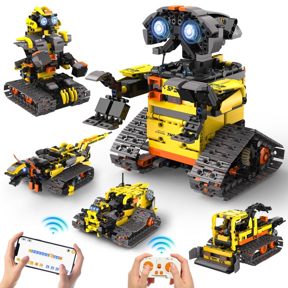 ADUSRIZ 5 in1 Stem Robot Building Kit for Kids Ages 8-13, 688 PCS Remote & App Controlled Dinosaur Car Building Toy Science Kits for Kids, Birthday Gifts for 8 9 10 11 12+ Years Old B