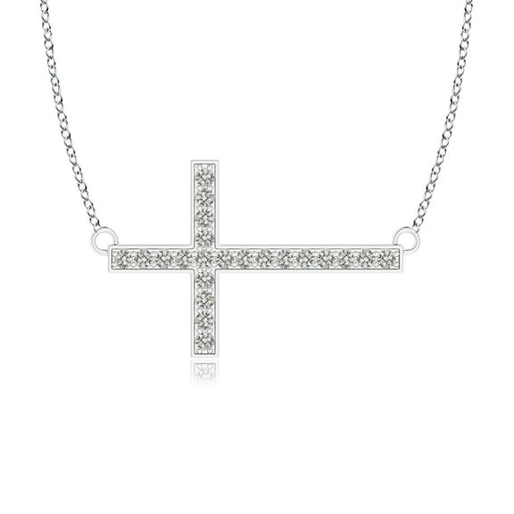 ANGARA Natural Diamond Sideways Cross Necklace in 925 Sterling Silver for Women (Size-1mm| Color-K| Clarity-I3) | April Birthstone, Anniversary, Jewelry Gift for Women | Natural Diamond Necklace