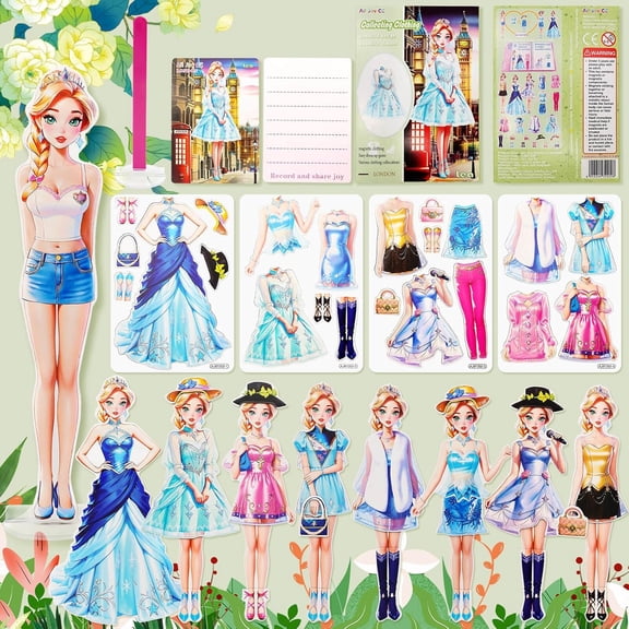 Jacone Magnetic Dress Up Dolls - Girls Fun Mix and Match Play Paper Dolls with Different Countries Magnetic Costume Stickers for Creating Imaginative Birthday Gifts