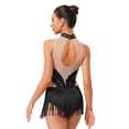 thumbnail image 2 of Sholeno Womens Sleeveless Tassel Fringe Latin Leotard Tango Chacha Bodysuit Figure Skating Dress Black XXL, 2 of 5