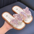 thumbnail image 2 of ZACPNCV Girls Soft Polka Dot Bow Pearl Slip-On Slides Sandals Summer Flatform Sandals Pink 5.5-7.5 Years, 2 of 4