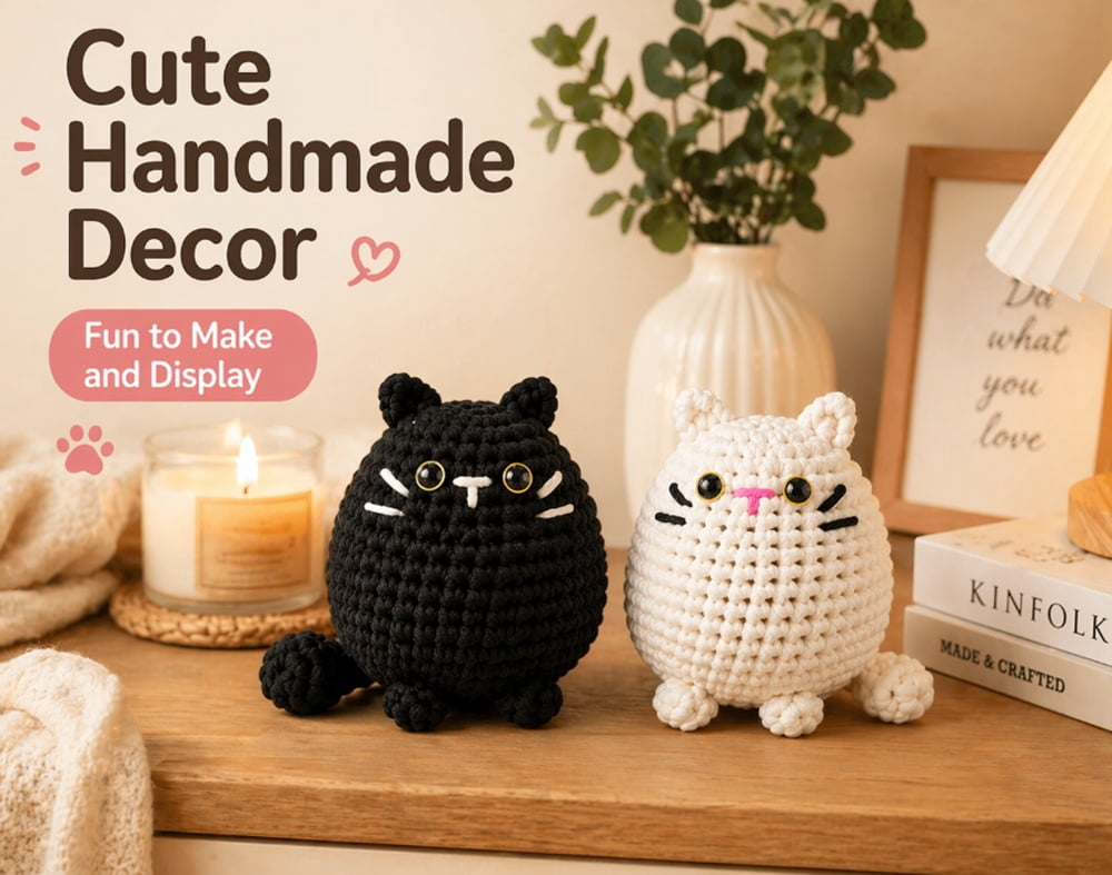 2 Pack Cat Crochet Kit for Beginners, Cat Amigurumi Starter Set with Step by Step Video Tutorials, TIKA