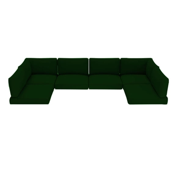 Outdoor Sectional Cushions, 6 Seat Patio Sectional Cushions, 4" Foam High-Density, Water-Resistant Patio Sofa Cushions Replacement Set （Dark green）