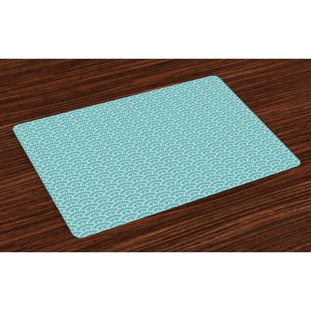 Japanese Style Kitchen Table Pale Blue Placemats Set of 4 Abstract Little Bubbles Natural Scenery Japanese Style Vintage Art Design, Washable Fabric Place Mats for Dining Room Kitchen Table Decor,Turquoise White, by Ambesonne ()