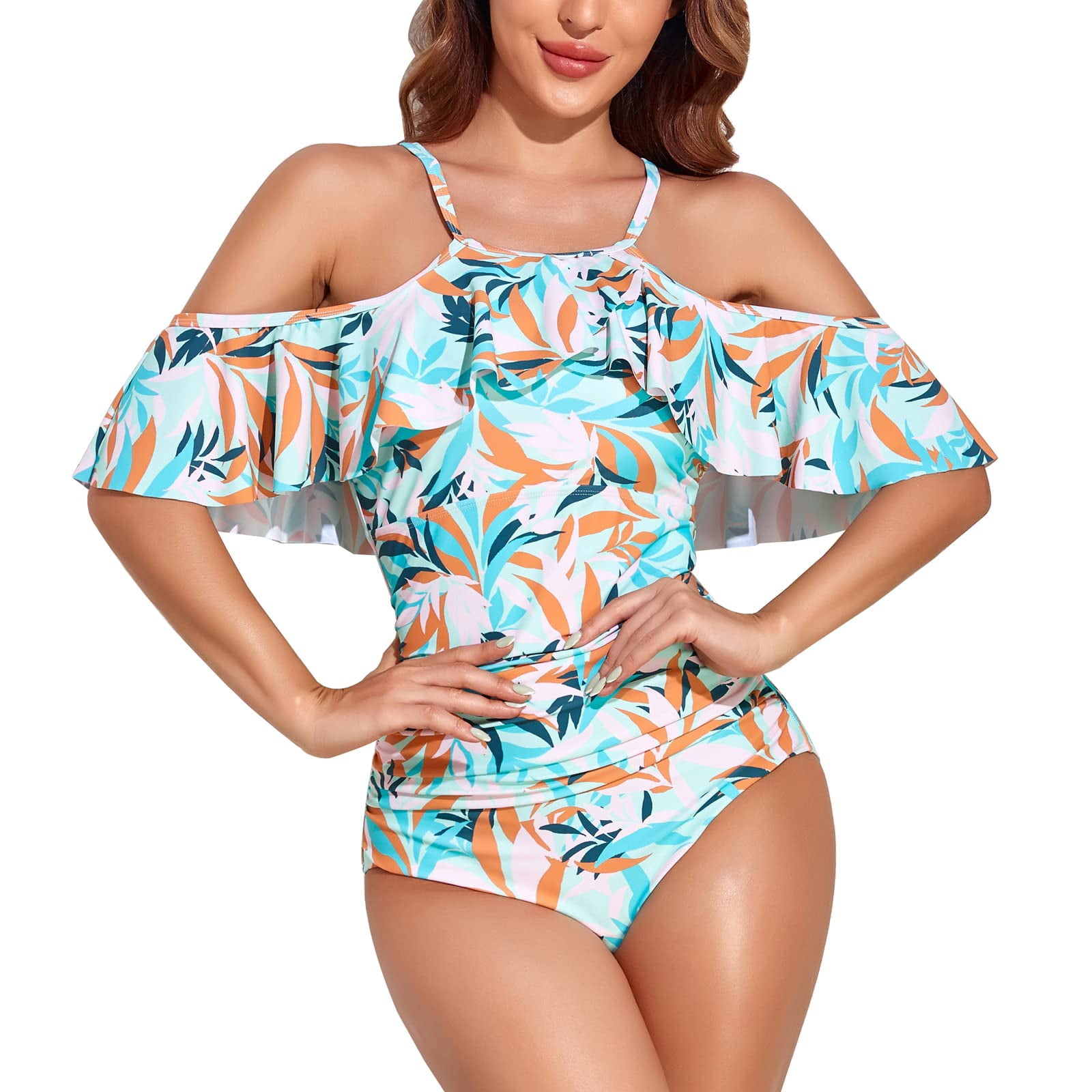 Smismivo Tummy Control Swimsuits for Women Off Shoulder One Piece