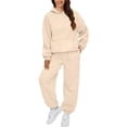thumbnail image 2 of Women's sweatshirt with dropped shoulders and casual , versatile cropped pants, and a home suit, 2 of 21