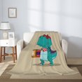 thumbnail image 2 of Throw Blanket for Couch Sofa and Bed, Cool Dino Playing Skateboard Super Soft Plush Throw Blanket, Fuzzy Cuteness Comfy Warm Washable Flannel Blanket & Throws for All Season 80"x60", 2 of 5