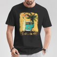 thumbnail image 2 of Surfing Summer Beach Hippie Van Graphic Tee Unisex Adult Cotton Shirt with Surfboard and Palm Tree for Surf Lovers and Beach Enthusiasts Casual Wear Gift, Size L, Color Black, 2 of 3