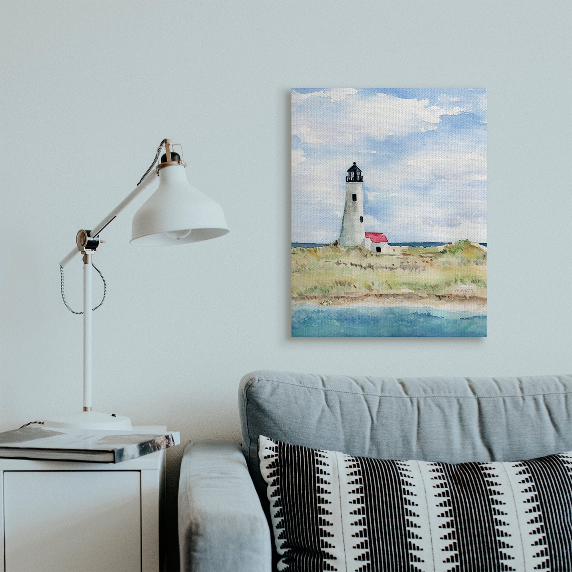 Stupell Industries Lighthouse on Peninsula Soft Coastal Landscape Canvas Wall Art, 24 x 30, Design by Melissa Hyatt LLC