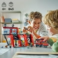 thumbnail image 4 of LEGO City Fire Station with Fire Truck Toy, Action Packed Fire Station Toy Playset, Birthday Gift Idea for Kids Ages 6 and Up who Love Pretend Play Toys, Includes a Dog Figure and 5 Minifigures, 60414, 4 of 6