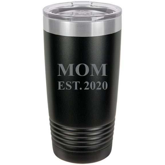 Mom Established EST. 2020 Stainless Steel Engraved Insulated Tumbler 20 Oz Travel Coffee Mug, Black