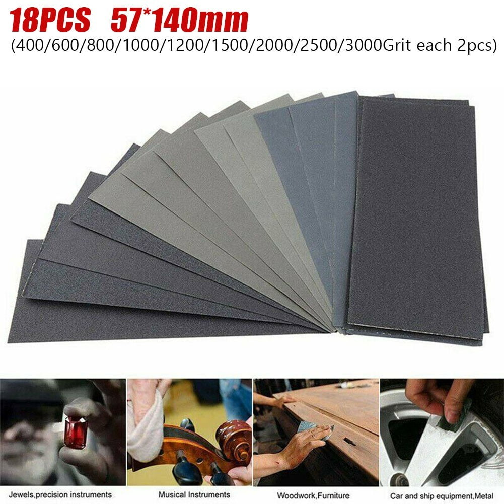 Sandpaper Assorted Grit Sanding Sheet 400-3000 Grits Auto Wood Metal Sand Papers
