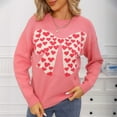 thumbnail image 2 of Bixock Women Fall and Winter Top,Women Sweater,Women's Casual Round Neck Long Sleeved Bow Print Loose Pullover Knitted Sweater, 2 of 5