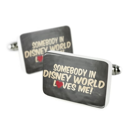 Cufflinks Somebody in Disney World Loves me, FloridaPorcelain Ceramic NEONBLOND