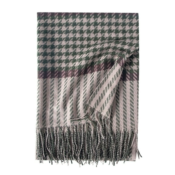 Lroveb Plaid Scarf for Women Fashion Long Shawl Houndstooth Winter Warm Large Scarf Scarves