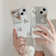 thumbnail image 4 of Funda de teléfono transparente de silicona suave con forma de corazón para IPhone, carcasa protectora de espejo plateada, estilo coreano, a la moda, para IPhone 13 Pro Max 14 11 12 15 XR, 4 of 5