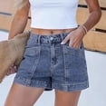 thumbnail image 4 of Jean Shorts for Women High Waisted Stretchy Denim Jorts Trendy Casual Distressed Cut Off Shorts with Pockets Sky Blue XL, 4 of 4