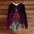 thumbnail image 3 of Women's Knit Sweater Pullover Hooded Sweatshirt with Christmas Print, Cute and Comfortable, Perfect for Fall and Winter Casual Wear and Holiday Festivities,Dark Purple,2XL, 3 of 5
