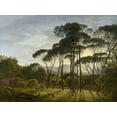 thumbnail image 2 of Voogd, Hendrik 24x19 Black Ornate Wood Framed with Double Matting Museum Art Print Titled - Italian Landscape with Umbrella Pines, 2 of 4