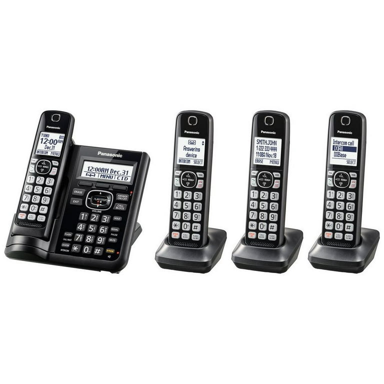 Panasonic 4 Handset Cordless Telephone System with Dual Keypad and  Integrated Answering Machine 