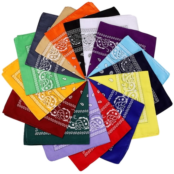 16 Pcs Bandanas Multi-Purpose Bandanas Paisley Cowboy Polyester Headbands 22x22 inch