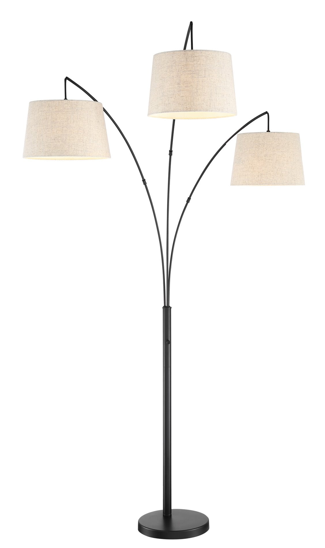 3-Head Arching Tree Lamp 3 Lightshanging Over The Couch from Behind hykolity Black Trinity Arc Floor Lamp withheavy Base Bulbs Sold Separately Modern & Contemporary Rooms for Mid Century 