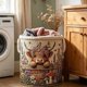 thumbnail image 5 of Cesta de Almacenamiento de Tela con Estampado Floral de Vaca – Organizador Acolchado con Asas para La Habitación Del Bebé, La Sala de Estar o El Lavadero, Bolsa Decorativa para Juguetes, Mantas o Art, 5 of 7