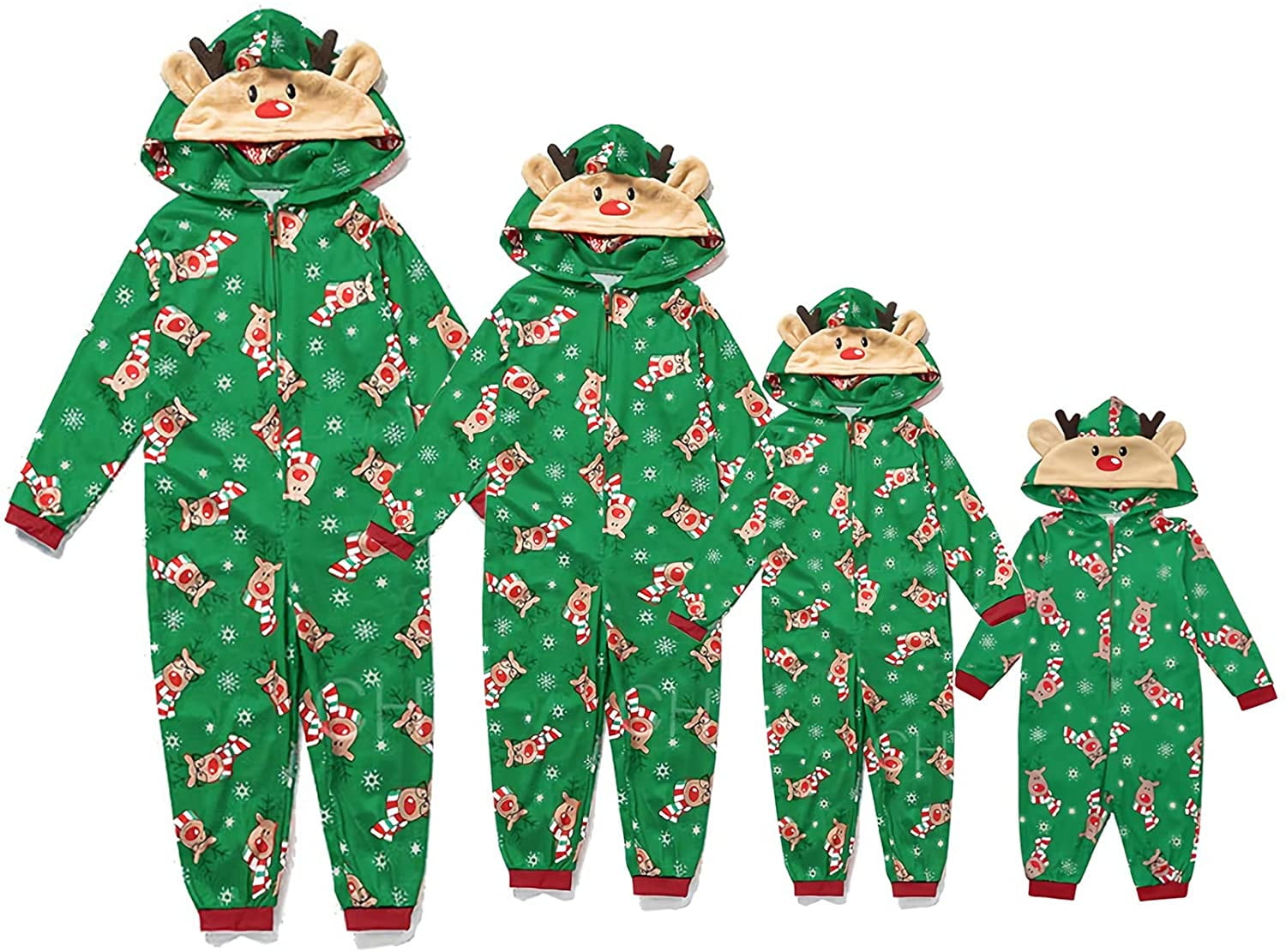 Weihnachts-Familien-Overall Mit Kapuze – Einteiliger Jumpsuit Aus Flanell, Für Damen, Herren & Kinder