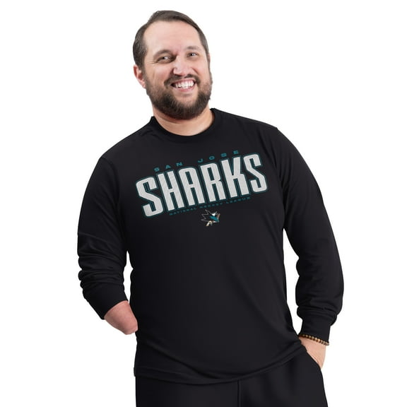 Men's G-III Sports by Carl Banks Black San Jose Sharks Adaptive Mesh Effect Long Sleeve T-Shirt