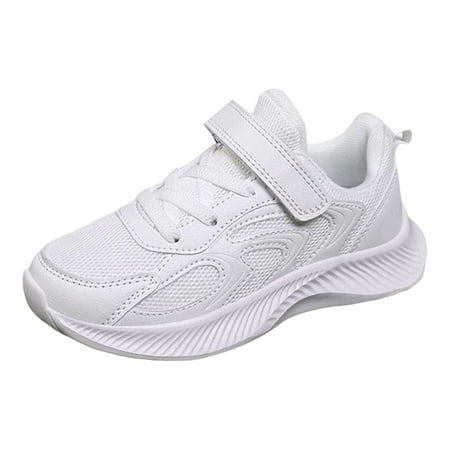 ZHAGHMIN Children S Leather Mesh Breathable Sneakers Casual Mid To Large Children S Low Top Sports Shoes for Running Anti-Slip Baby Shoes for White Size39