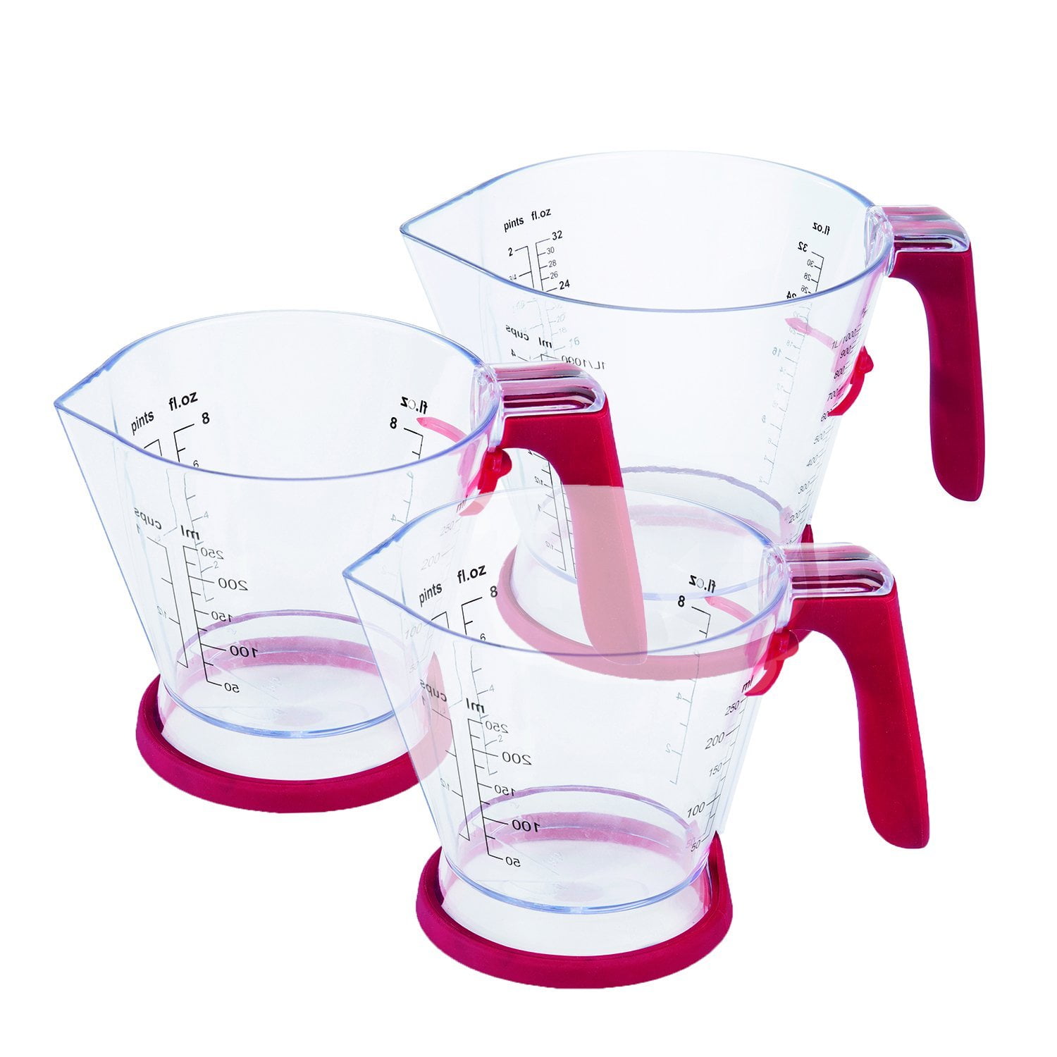 Zyliss 3Piece Measuring Cup Set with No Drip Spouts, Sliding Scales