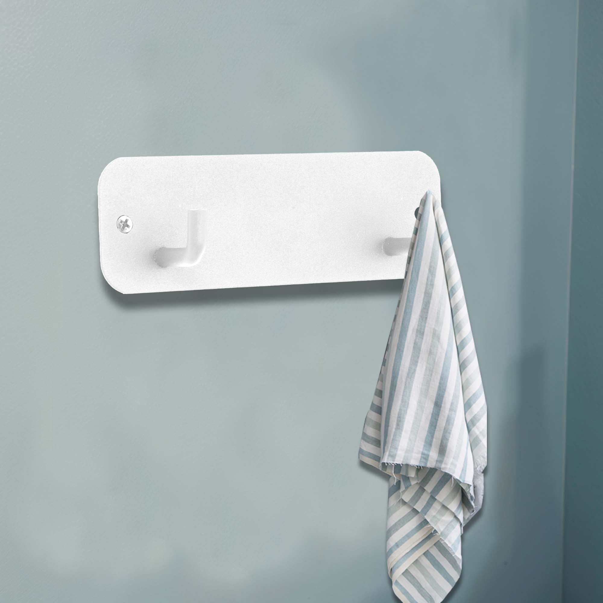 Unique Bargains Coat Rack Wall Mount Hooks for Hanging White 4.72"x1.57"x0.12" 2 Pcs