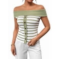 thumbnail image 3 of Womens Sweater Tops Summer Off Shoulder Sweaters Boat Neck Sleeveless Relaxed Fit Knitted Pullover Top Green S, 3 of 10