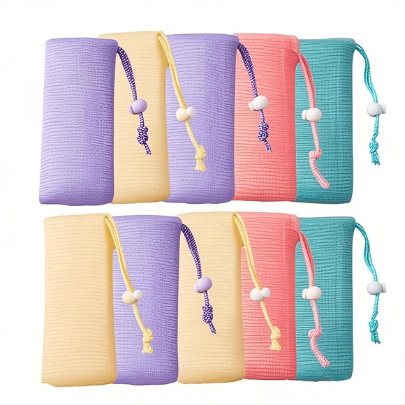Bolsa para jabón Doromy, paquete de 10, bolsa de malla exfoliante con cordón