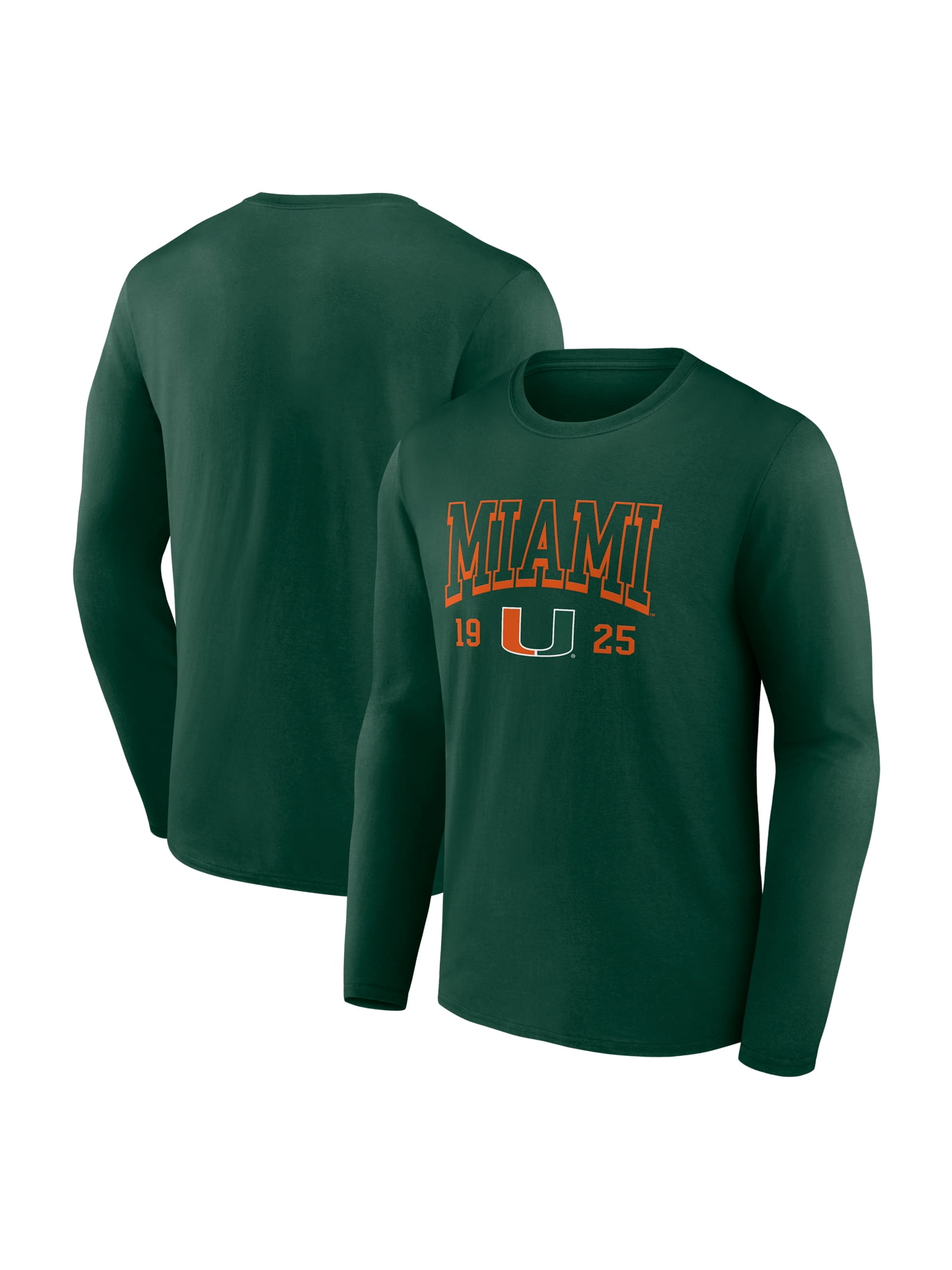 NCAA Miami Hurricanes Men's Cotton Green Long Sleeve T-Shirt