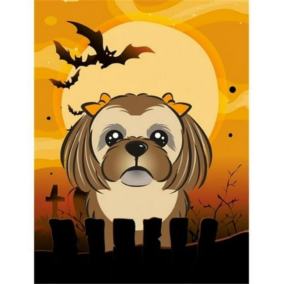 Caroline's Treasures BB1807GF Halloween Chocolate Brown Shih Tzu Flag Garden Size , Small, multicolor