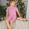thumbnail image 4 of Balery Snowflake pink backgrounds Conjunto de Pijama Infantil de Manga Corta con Estampado – Ropa de Dormir de Algodón Suave-Small, 4 of 6