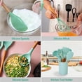 thumbnail image 6 of NewHome 11Pcs Silicone Cooking Utensil Set Heat Resist Wooden Handle Silicone Spatula Turner Ladle Spaghetti Server Tongs Spoon Egg Whish Kitchenware Set w/ H, 6 of 8