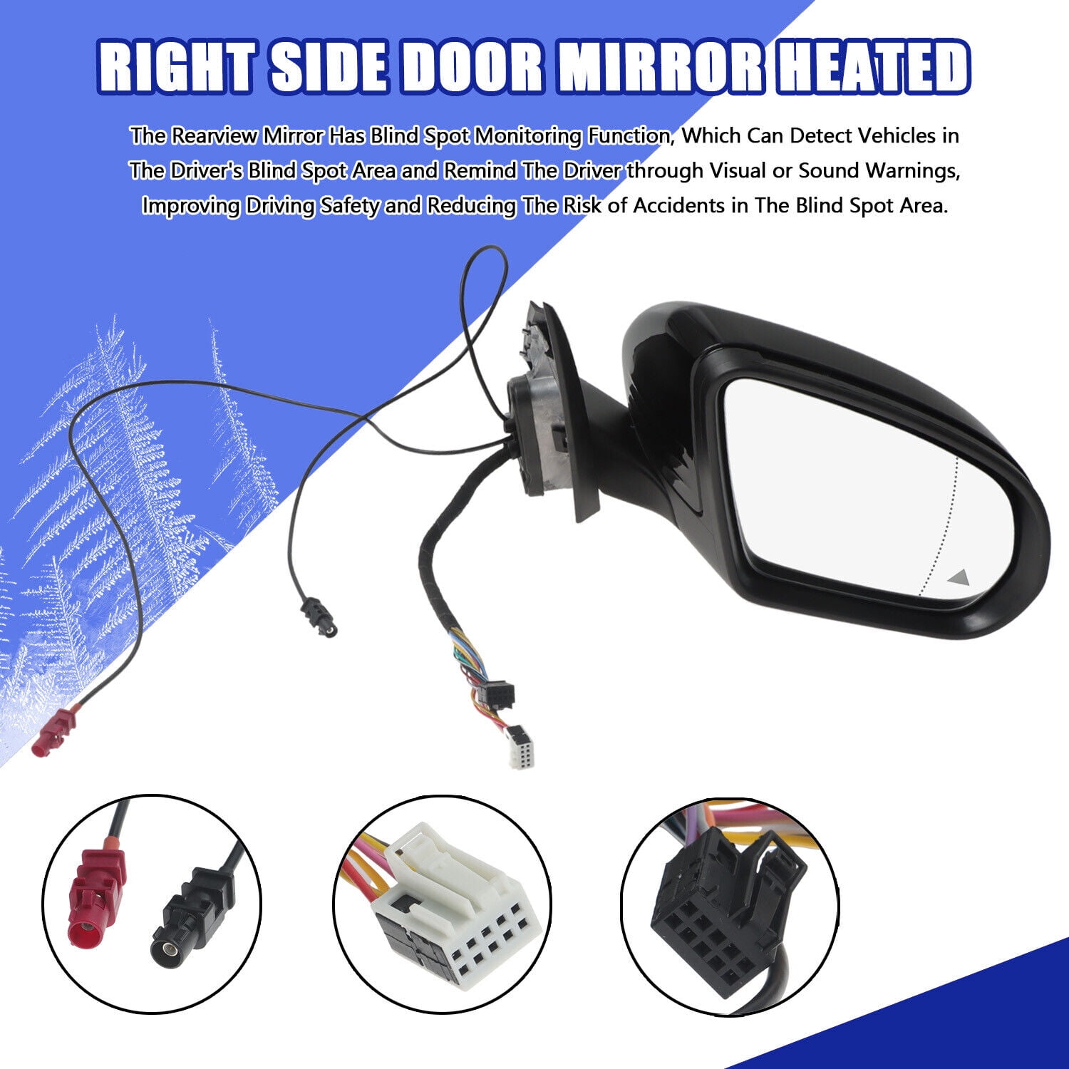 Rear View Mirror w/Blind Spot Monitor Passenger Side for Mercedes